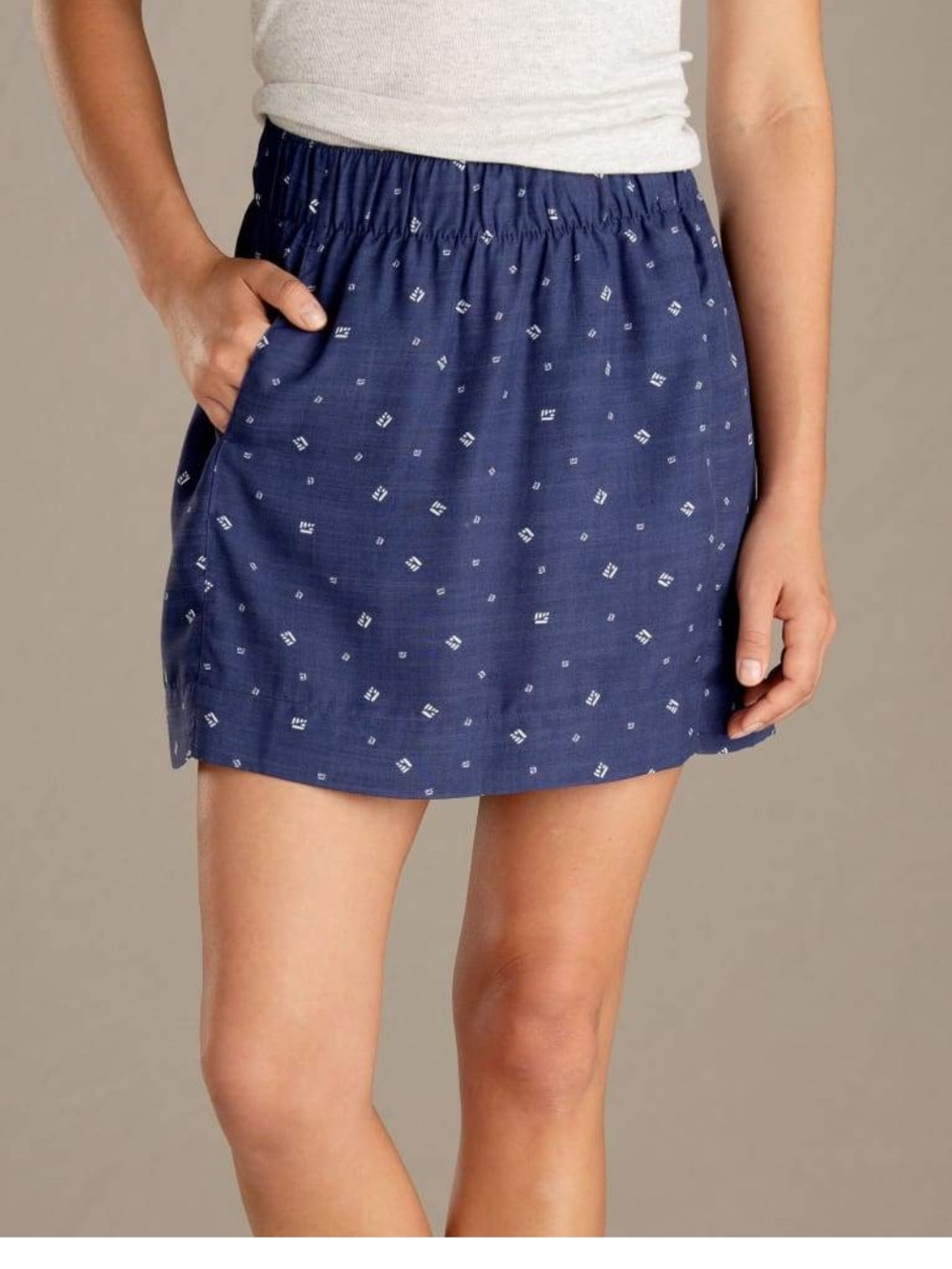 Women's Navy Printed Elastic-Waist Skirt
